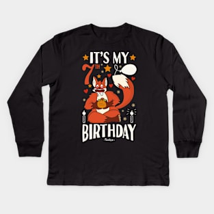 It's My 7th Birthday Fox Kids Long Sleeve T-Shirt